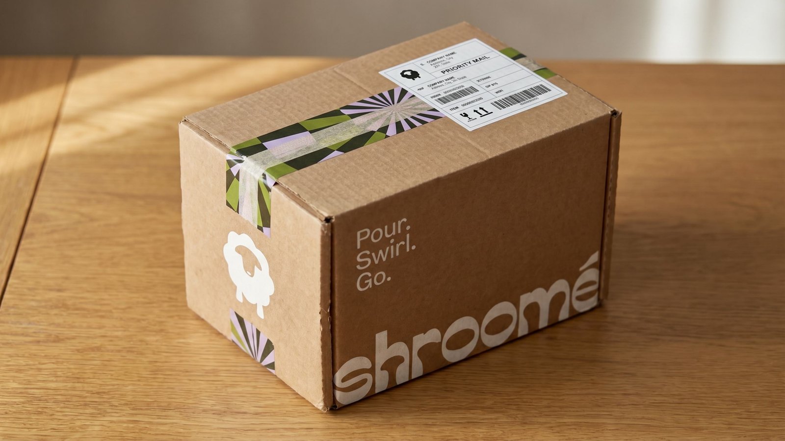 The shroomé box on a doorstep